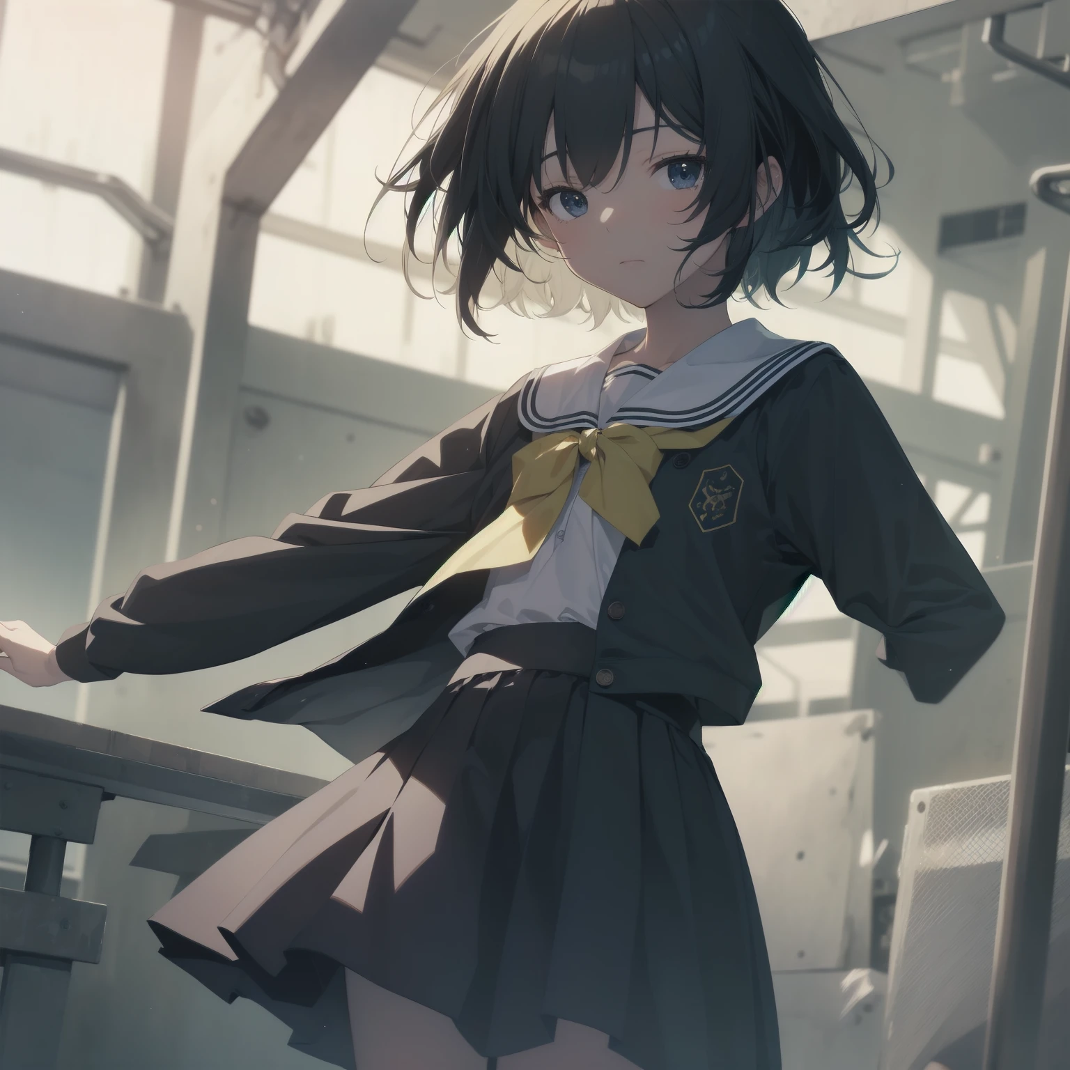 ultra-absurdres-Top quality by artist God, ultra-detailed, high resolution, anime moe artstyle, best anime 8k konachan wallpaper, pixiv contest winner, pool:2810, perfect anatomy,break, 1girl, (Please draw a girl walking sleepily to school alone. )break,(Solo,little female, 13-year-old:1.3),Full limbs, complete fingers,a junior high school student, (very short hair), short cut, flat chest, , small butt, small black eyes, beautiful detailed eyes, well-proportioned iris and pupils, expressive eyes, highres detailed hair, soft expression, salor school_uniform, sailor collar, serahuku, bow, pleated skirt,(Detailed Lighting), (Detailed background), in the School commute route. break,super detailed skin, Best cinematic lighting powered by famous artist, 8k,beauty illustration,photoshop_(medium),very aesthetic,break,((artist:sumiyao_(amam) )), artist:clamp ,artist:carnelian ,artist:kantoku ,
