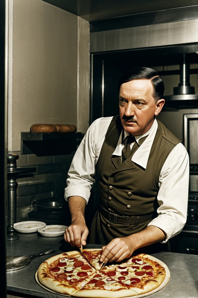 Hitler making pizza in his pizzeria