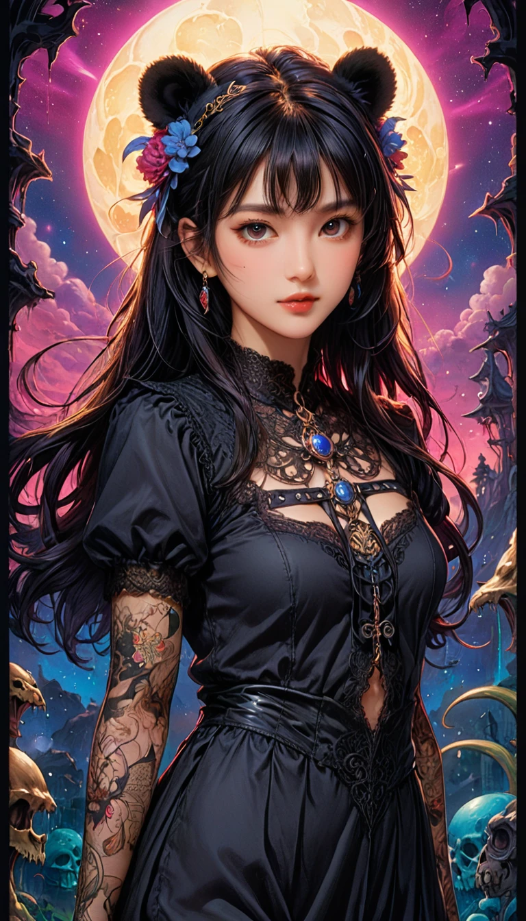 renaissance style anime artwork Suehiro Maruo, (80s style:0.65) (hand drawn, anime:1.2) (girl:0.8) , analogue vhs distortion, intricately detailed linework, vibrant colors, Hispanicore, Hisui Sugiura, Goth Art, Concept art, A Japanese artist showcasing his unique style in a hand-drawn illustration. The artwork features a girl with striking details and vibrant colors, reminiscent of an analogue VHS tape with distortion effects. The artist's signature intricate linework is evident throughout the piece, highlighting its complexity and attention to detail. This captivating artwork belongs to the Goth Art genre and bears the mark of Hisui Sugiura, one of the most celebrated artists in the Hispanicore movement. With assistance from Concept Art Assistant Suehiro Maruo, this masterpiece stands out for its original . anime style, key visual, vibrant, studio anime, highly detailed . realistic, perspective, light and shadow, religious or mythological themes, highly detailed