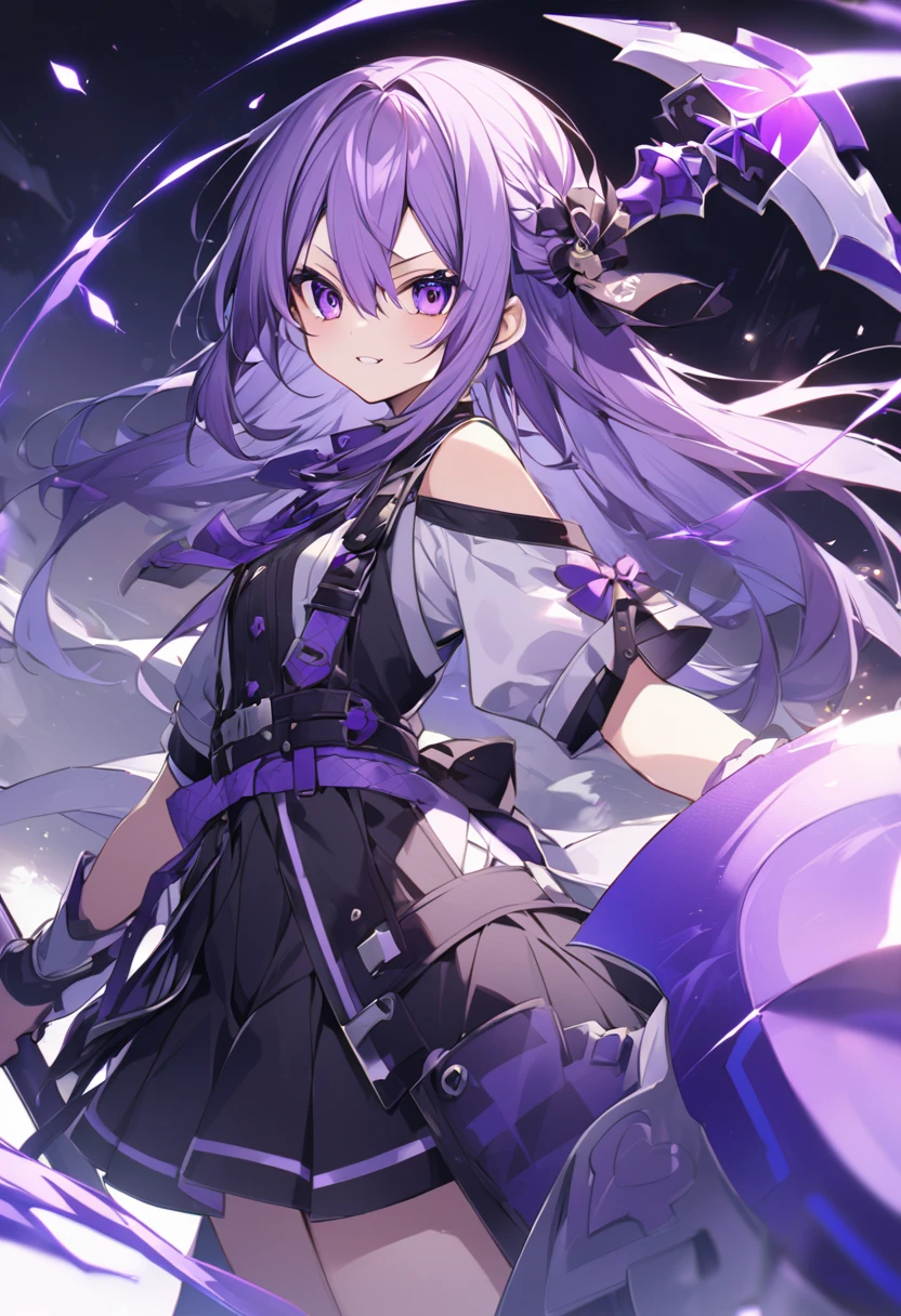 Keito。Purple Eyes。Purple Hair。Purple big axe。