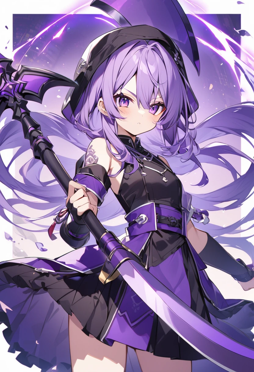 Keito。Purple Eyes。Purple Hair。Purple big axe。