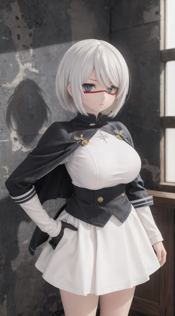 (extremely detailed CG unity 8k wallpaper), (masterpiece), (best quality), (ultra-detailed), (best illustration), (best shadow), (absurdres), 2b, 1girl, short hair, long ponytail, normal size boobs, white hair, blindfold solo, Intimidating women, admiral uniform, night, hero pose, white clothes, General Uniform, Military Uniform, Sunlight, exposed to sunlight,commander, cape, fighting, ((beautiful fantasy girl)), (Master Part: 1.2), Best Quality, High Resolution, photorealestic, photogenic, Unity 8k Wallpaper, perfect lighting, (perfect arms, perfect anatomy) beatiful face, intricate details, lifelike details, the anime, The Perfect Girl, perfect details, ultra HD |, 8K, Professional photo(extremely detailed CG unity 8k wallpaper), (masterpiece), (best quality), (ultra-detailed), (best illustration), (best shadow), (absurdres), 2b, 1girl, short hair, short ponytail, normal size , white hair, blindfold solo, Intimidating women, admiral uniform, night, hero pose, white clothes, General Uniform, Military Uniform, Sunlight, exposed to sunlight, commander, black clothes, sunkissed, sunset background