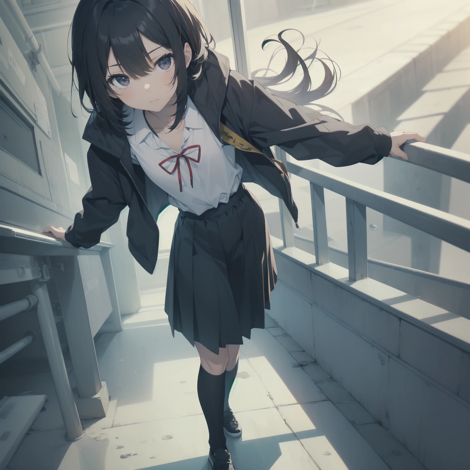 ultra-absurdres-Top quality by artist God, ultra-detailed, high resolution, anime moe artstyle, best anime 8k konachan wallpaper, pixiv contest winner, pool:2810, perfect anatomy,break, 1girl, (Please draw a girl walking sleepily to school alone. )break,(Solo,little female, 13-year-old:1.3),Full limbs, complete fingers,a junior high school student, (very short hair), short cut, flat chest, , small butt, small black eyes, beautiful detailed eyes, well-proportioned iris and pupils, expressive eyes, highres detailed hair, soft expression, salor school_uniform, sailor collar, serahuku, bow, pleated skirt,(Detailed Lighting), (Detailed background), in the School commute route. break,super detailed skin, Best cinematic lighting powered by famous artist, 8k,beauty illustration,photoshop_(medium),very aesthetic,break,((artist:sumiyao_(amam) )), artist:clamp ,artist:carnelian ,artist:kantoku ,