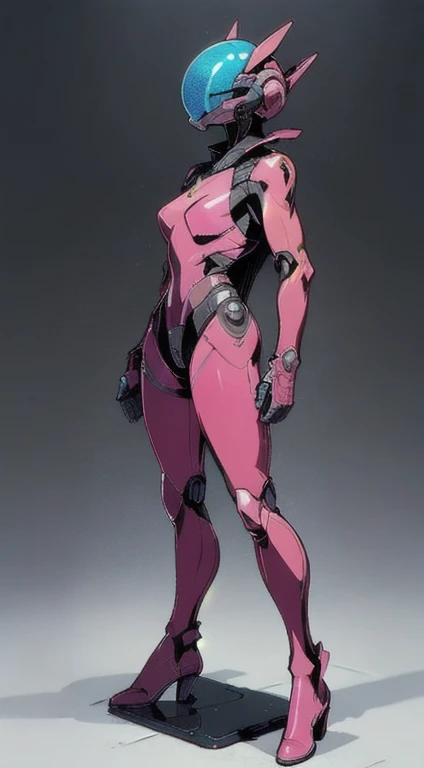 (best quality, masterpiece, ultra-realistic), (full body image), 1woman, solo, extremely stylized, deviant art, masterpiece, highly detailed, futuristic, Gloss, blush, (silicone skinsuit:1.4), boots, entire body image, full body shot, perfect ???????, accurate ???????, super hero, ((scifi helmet)), ((small helmet)), 