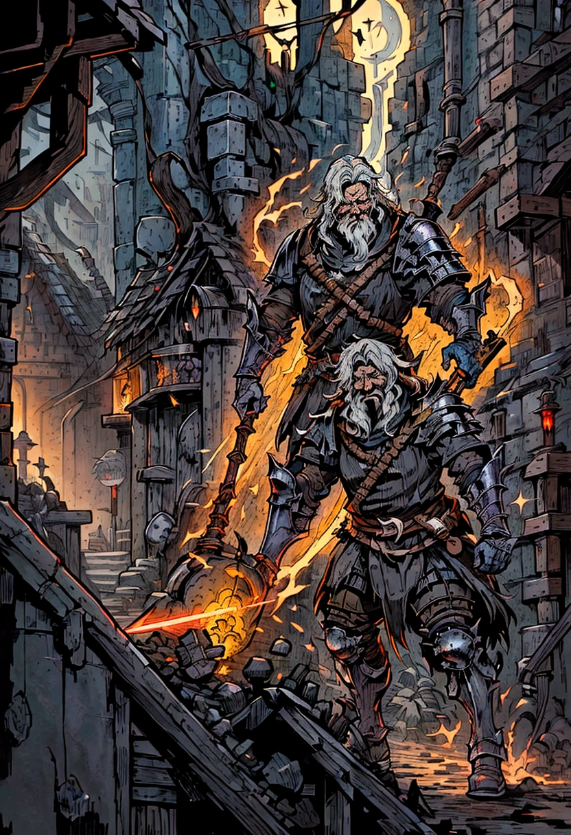 a man in a blacksmith shop with a hammer and a glowing light, the blacksmith, blacksmith, inspired by Johannes Helgeson, medieval fantasy game art, detailed game art illustration, the god of the forge, fantasy rpg book illustration, female dwarven blacksmith, by Johannes Helgeson, high quality dnd illustration, working in the forge
