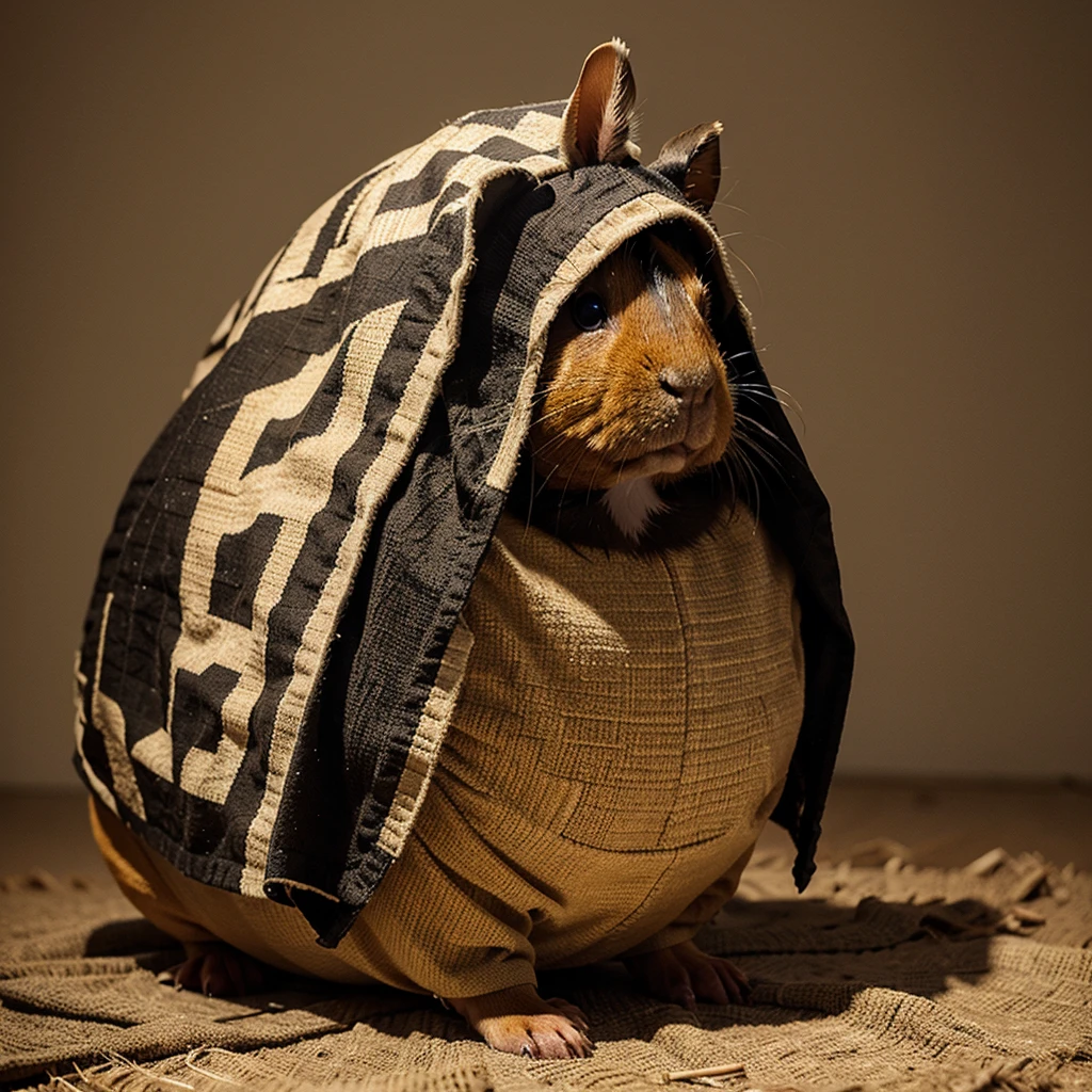 An image of a guinea pig dressed as an Inca