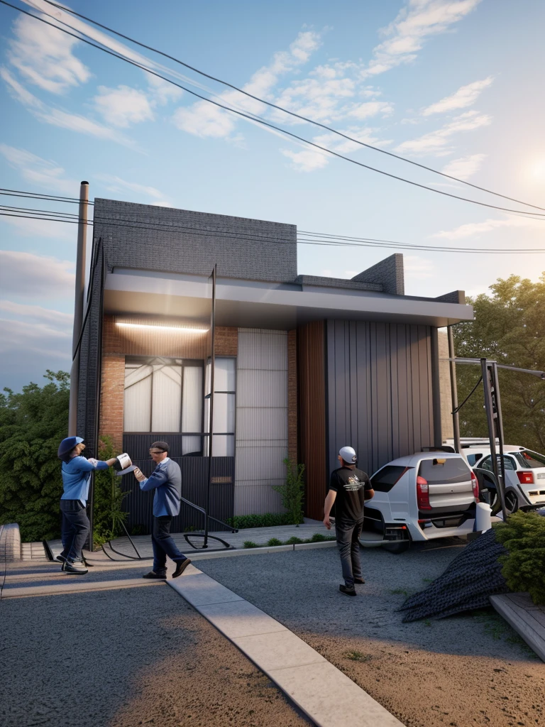 rendering of a modern residential townhouse, professional render, wide angle exterior 2023, highly detailed render, high quality rendering, realistic render, architectural render, high-quality render, detailed rendering, hyper-realistic render, hyper - realistic render, very realistic 3 d render, high render, realistic rendering, very realistic render