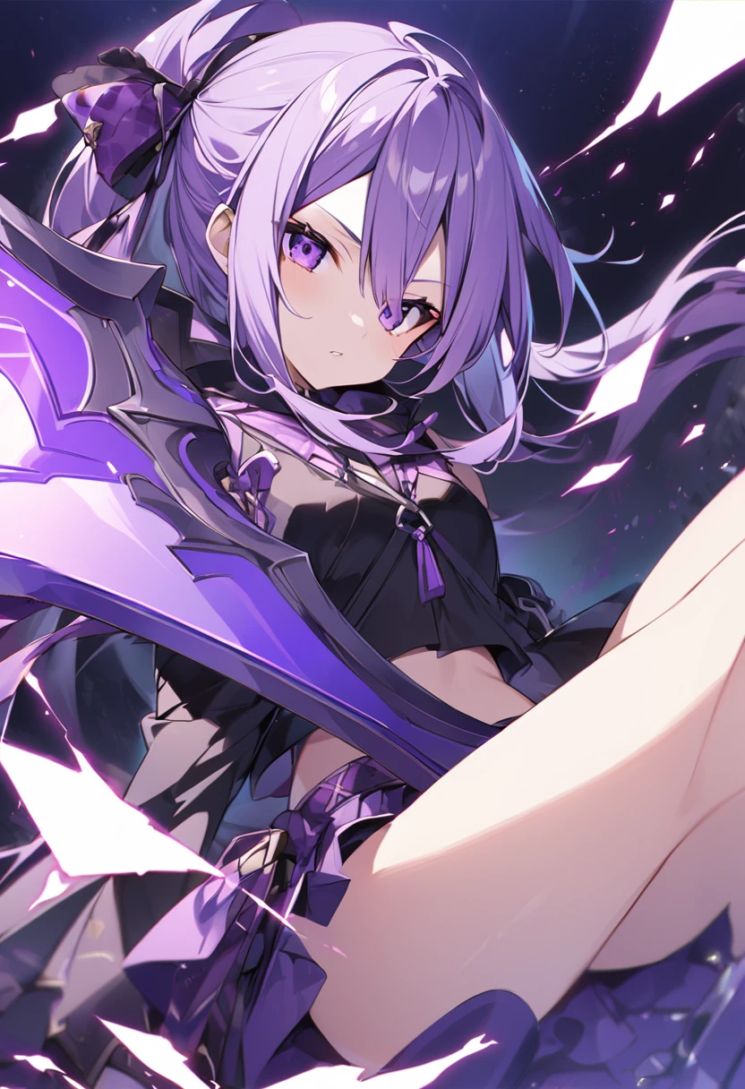 Keito。Purple Eyes。Purple Hair。Purple big axe。