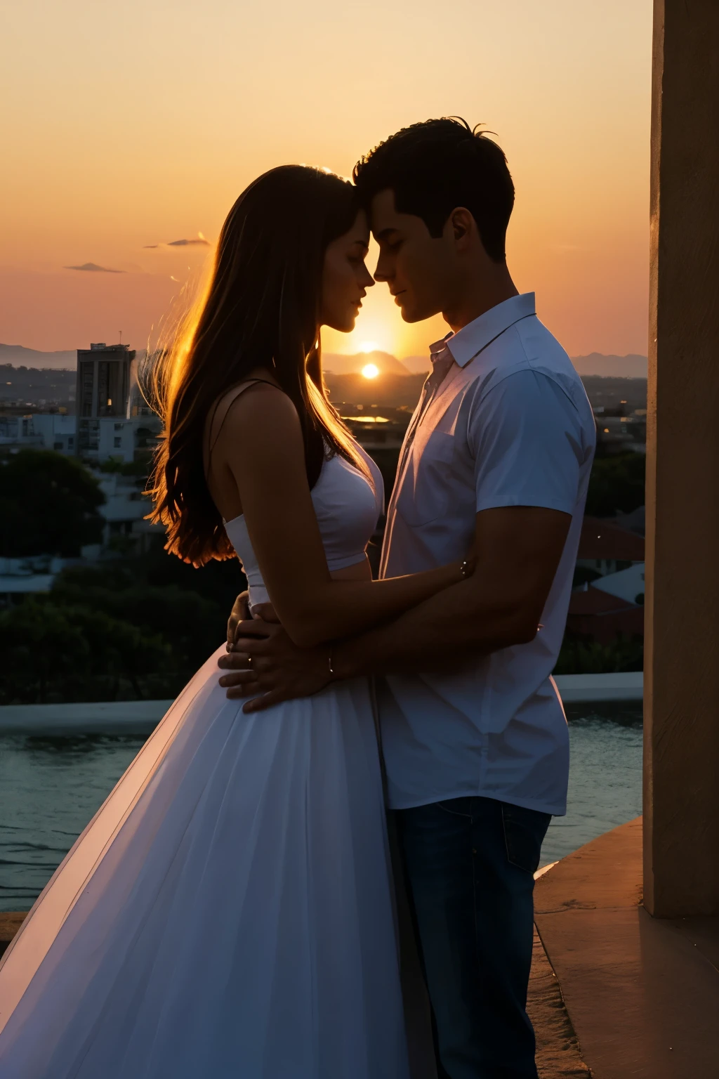 Couples in sunset
