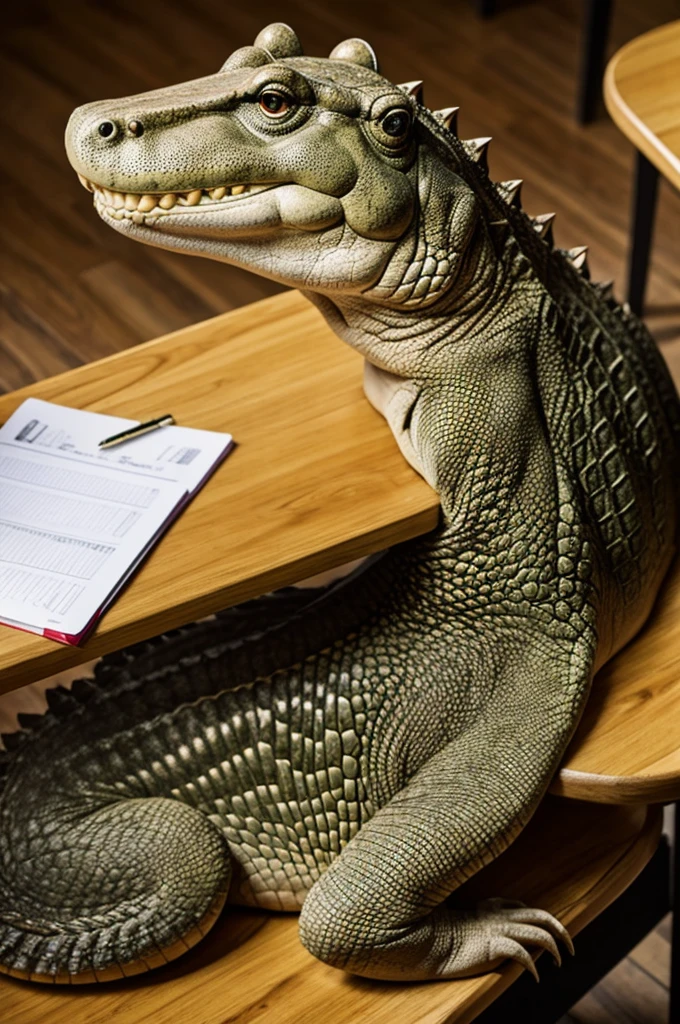 A crocodile taking a psychology class at a university