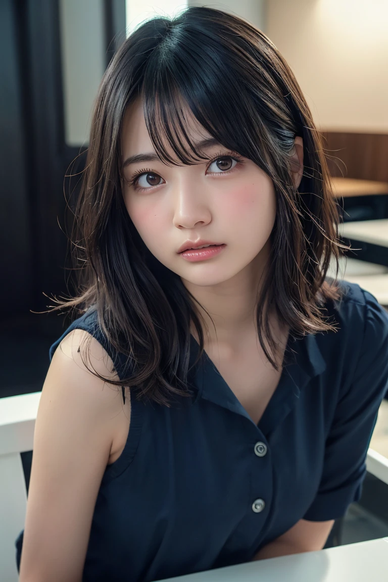 ((Upper Body:1.3)).Blown by the long wind [Blue-black:.3] hair,Looking at the audience, (Tabletop:1.3), (8K, Realistic, RAW Photos, Highest quality: 1.4), Japanese, (1 Girl), Beautiful Face, (Realistic face),{Wavy medium hair|Front hair long bob|short hair with long bangs}{Black hair|Brown hair|Blonde hair}, Beautiful hairstyle, Realistic eyes, Beautiful and beautiful eyes, (Realistic skin), Beautiful Skin, charm, Ultra-high resolution, Surreal, Very detailed, Golden Ratio,Female student peeing in the toilet、shame(Blushing:1.3),Upper Bodyは裸、Nipples sticking out