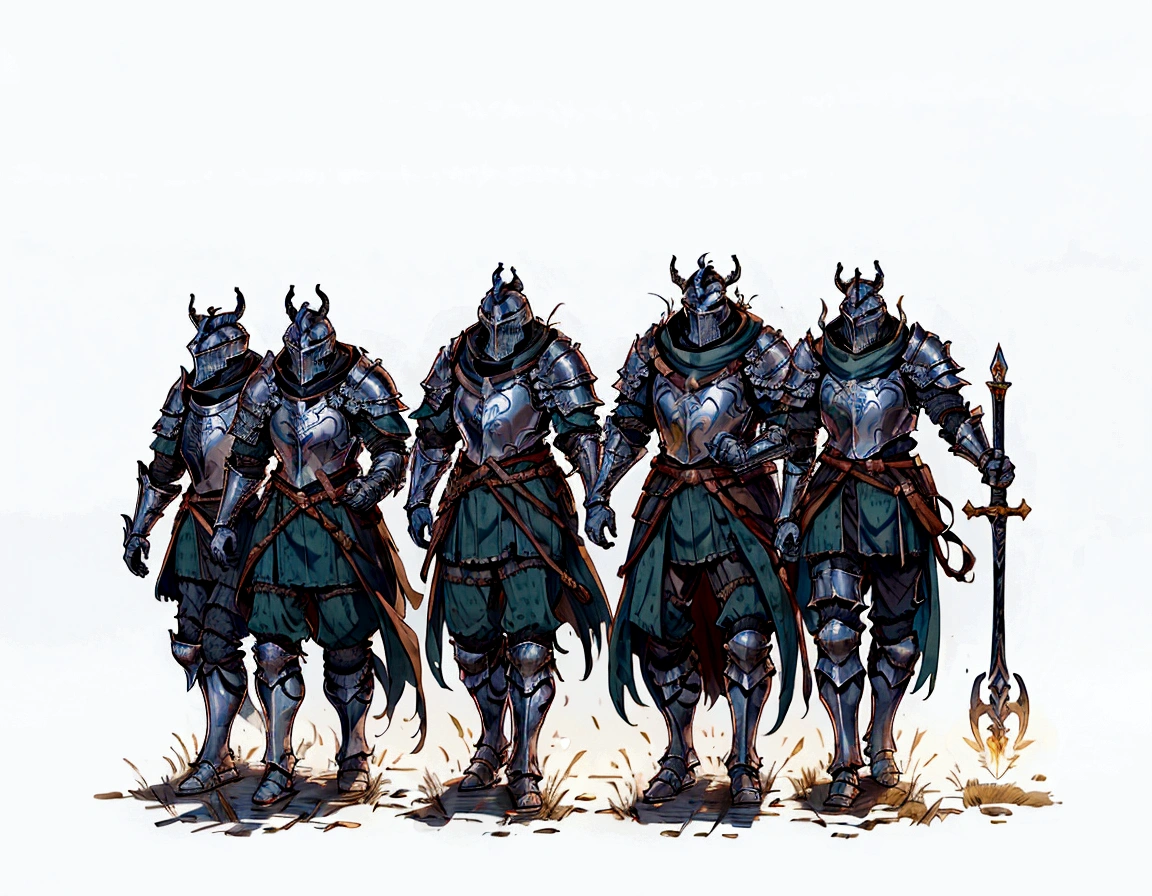 a group of men in medieval armor standing next to each other, medieval concept art, guards intricate, guards, heavily armoured, heavily armored, imperial military, by Ludwik Konarzewski, soldiers, by Artur Tarnowski, heavy cavalry, by Viktor de Jeney, by Tadeusz Pruszkówski, several soldiers