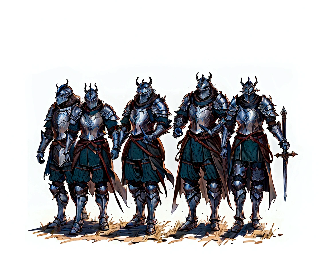 a group of men in medieval armor standing next to each other, medieval concept art, guards intricate, guards, heavily armoured, heavily armored, imperial military, by Ludwik Konarzewski, soldiers, by Artur Tarnowski, heavy cavalry, by Viktor de Jeney, by Tadeusz Pruszkówski, several soldiers