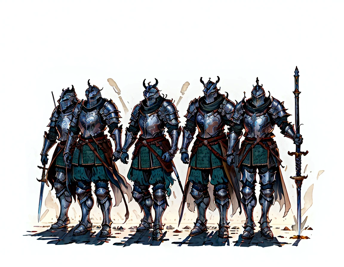 a group of men in medieval armor standing next to each other, medieval concept art, guards intricate, guards, heavily armoured, heavily armored, imperial military, by Ludwik Konarzewski, soldiers, by Artur Tarnowski, heavy cavalry, by Viktor de Jeney, by Tadeusz Pruszkówski, several soldiers