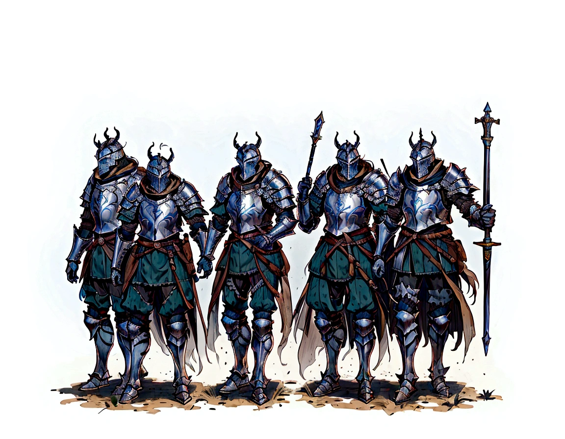 a group of men in medieval armor standing next to each other, medieval concept art, guards intricate, guards, heavily armoured, heavily armored, imperial military, by Ludwik Konarzewski, soldiers, by Artur Tarnowski, heavy cavalry, by Viktor de Jeney, by Tadeusz Pruszkówski, several soldiers