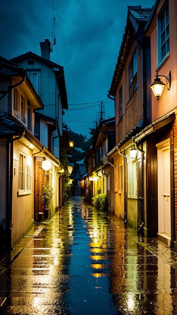 rain、Quaint cityscape
