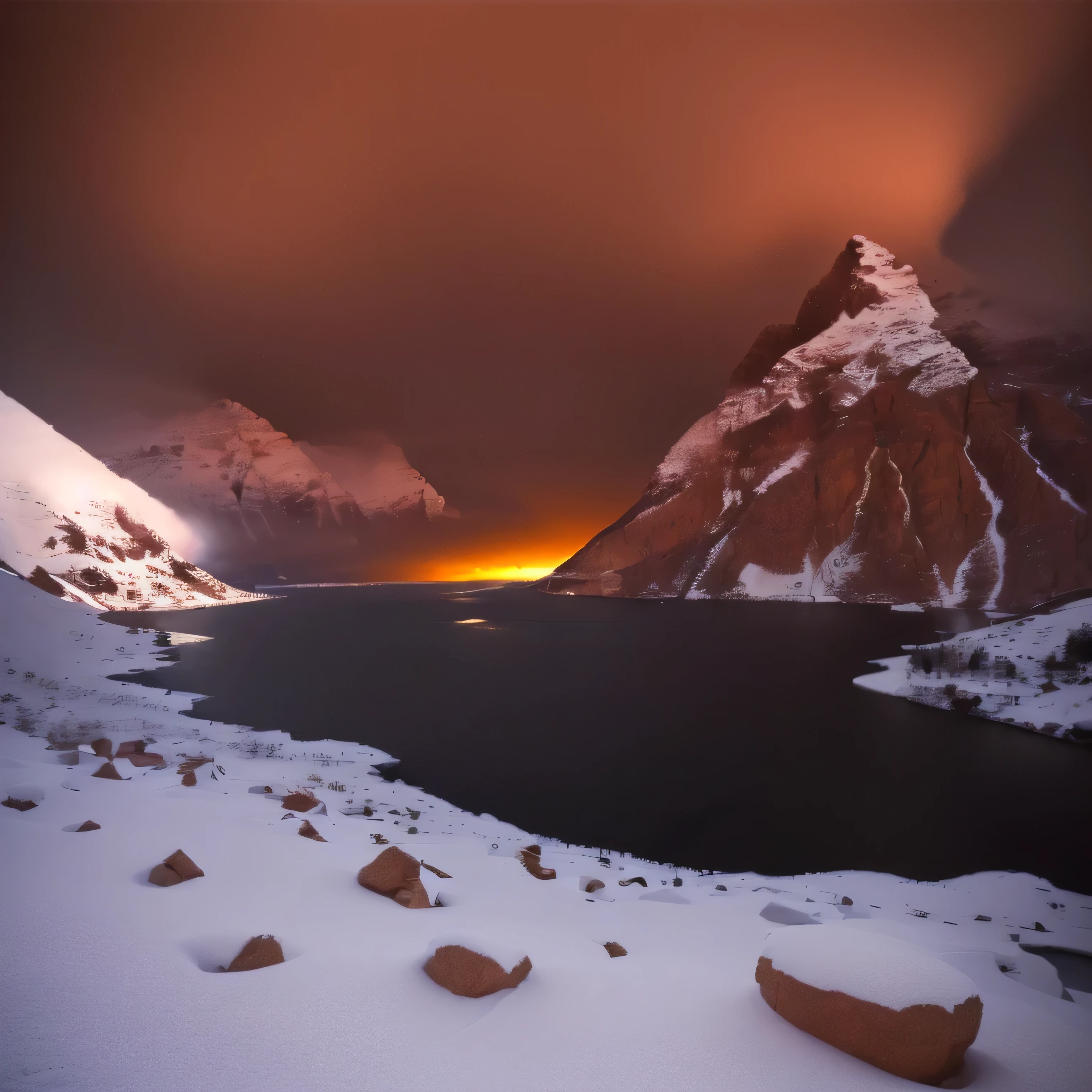 Alafud View,Overlooking the lake in the middle of the snow-capped mountains, Epic lighting", inspired by Darek Zabrocki, Lipoti, Mark Adams, Popular on 500px, Popular on 500px, ryan dyar, Epic clouds and lights, Hyper-realistic lighting, Dramatic Lighting, Epic shock