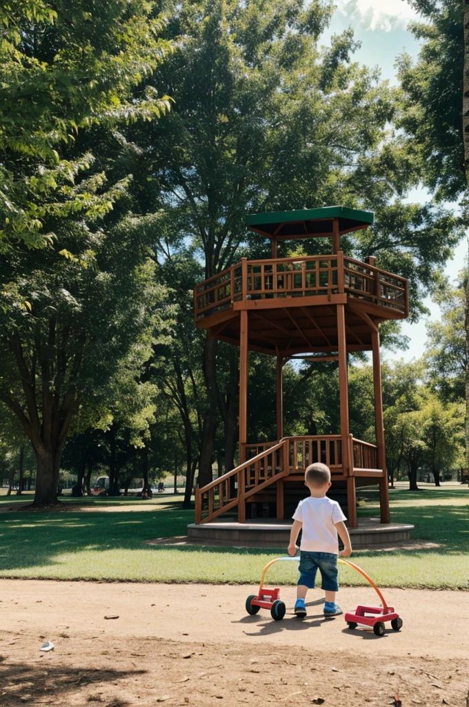 2   exploring toys in the park