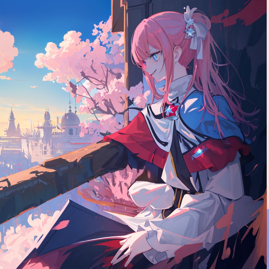 [(conversation room Background:1.4)::5],Original,(Illustration:1.1),(Best Quality),(masutepiece:1.1),(the Extremely Detailed CG Unity 8K Wallpapers:1.1), (Colorful:0.9),(mid-shot:0.95),(very detailed beautiful upper body),Dynamic Angle,(Solo:1.2), (girl),(((Adult))), (Detailed beautiful eyes:1.15), (Beautiful face:1.15), (glowing sky blue eyes:1.25////),(jewely eyes),(pink medium hair),(Blunt bangs),(half updo),(Red Star Hairpin),(+perfect hand+:1.21),(Draw an illustration of a fantasy girl),(Religious),(Wearing fantasy knight clothes),(white knight),(Contempt and contempt),Furious,(Beautiful Slender Girl),((Adult)),((furious laugh)),((evil smile)),((upper body)),