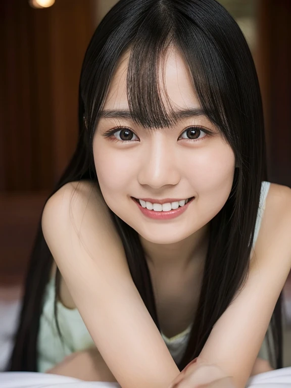 Long black hair, 20 year old Asian female, A kind smile, Haruka Kaki, Beautiful Japanese girl face, 8K, cute, Small face, high resolution, Highest quality, Very delicate, Ultra-realistic, Detailed and complex, Smooth, Realistic