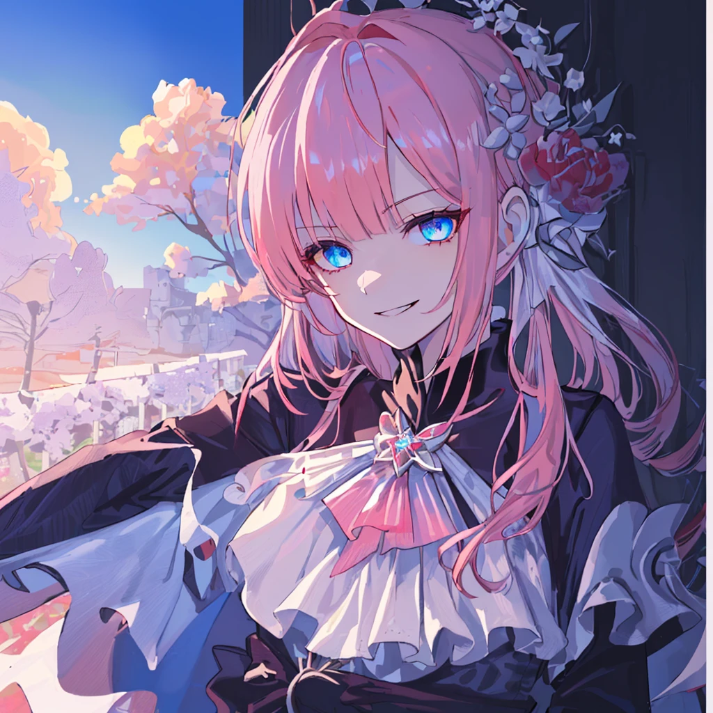 [(conversation room Background:1.4)::5],Original,(Illustration:1.1),(Best Quality),(masutepiece:1.1),(the Extremely Detailed CG Unity 8K Wallpapers:1.1), (Colorful:0.9),(mid-shot:0.95),(very detailed beautiful upper body),Dynamic Angle,(Solo:1.2), (girl),(((Adult))), (Detailed beautiful eyes:1.15), (Beautiful face:1.15), (glowing sky blue eyes:1.25////),(jewely eyes),(pink medium hair),(Blunt bangs),(half updo),(Red Star Hairpin),(+perfect hand+:1.21),(Draw an illustration of a fantasy girl),(Religious),(Wearing fantasy knight clothes),(white knight),(Contempt and contempt),Furious,(Beautiful Slender Girl),((Adult)),((furious laugh)),((evil smile)),((upper body)),