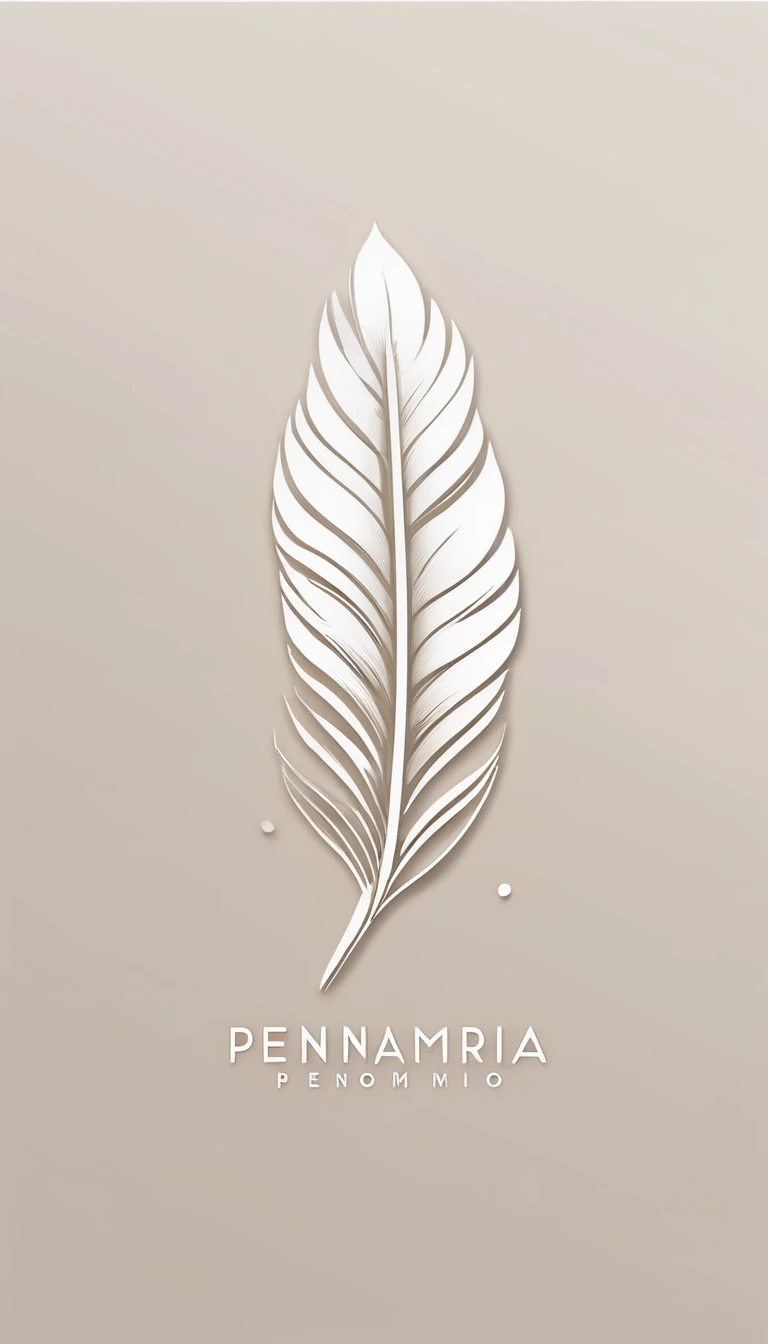 A minimal, modern, simple, cinematic logo design for the brand “Penamemoria". Create a modern, minimalistic, high-quality, logo of a bird feather