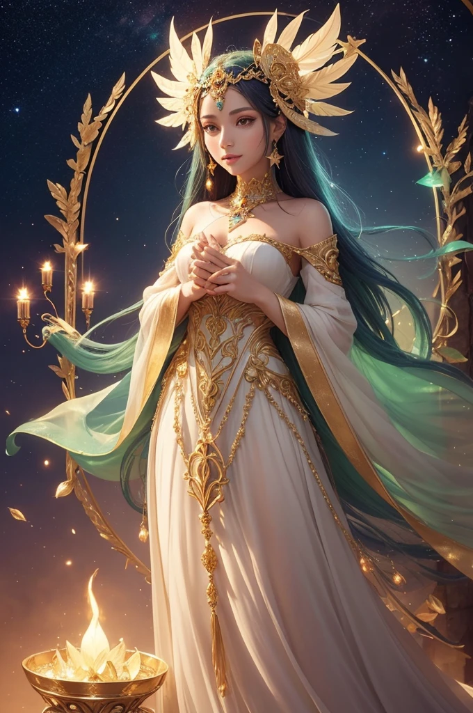 *name**: **Luminara**
**Description**: Luminara would be a mystical character, a kind of healer and spiritual advisor. I would wear costumes that resemble the elements of nature, como folhas, flowers and stones. Your mask would be delicate, with details that evoke serenity and wisdom, like soft lines and earthy colors. It would have a headpiece with feathers and small crystals that sparkle in the light. Luminara would be known for her soft voice and fluid gestures, Using your knowledge of herbs and the stars to help other characters resolve their dilemmas and find balance.