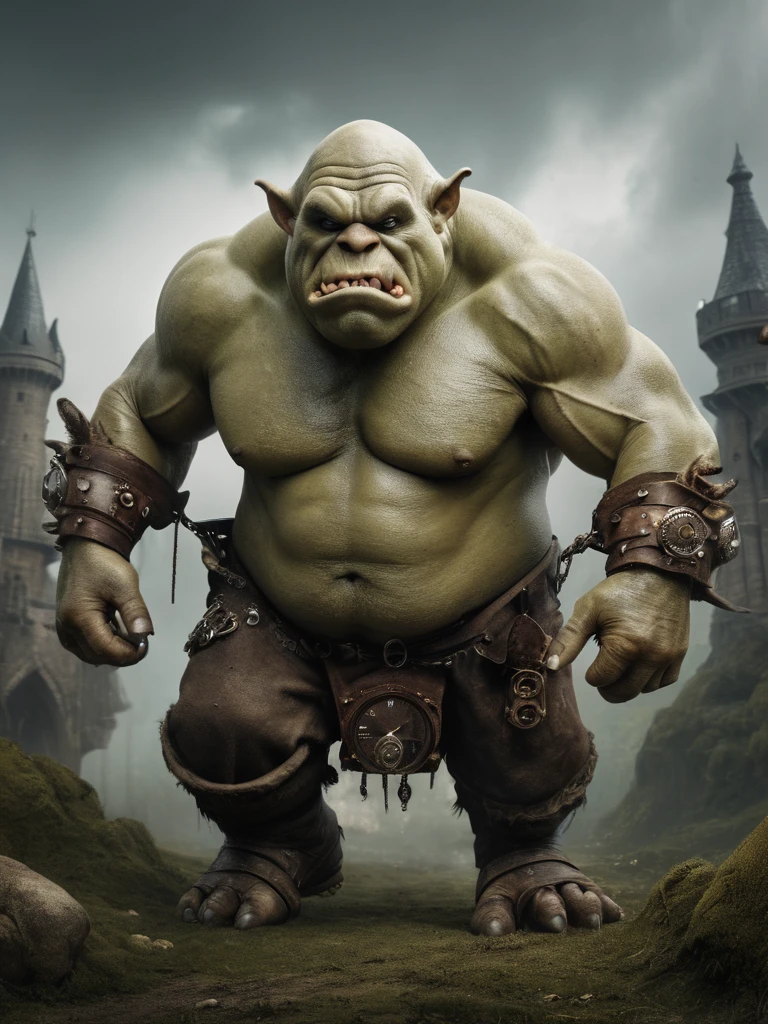award winning photograph of a ogre with brutish strength made of ais-cbwbs in wonderland, magical, whimsical, fantasy art concept, steampunk, intricate details, best quality, masterpiece, ultra shartp, hyper realistic, realism, impresso em papel branco sem fundo