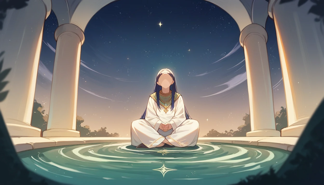In the middle of the pond、Starry Sky、night、universe、Starry Sky、night、meditation、meditationポーズ