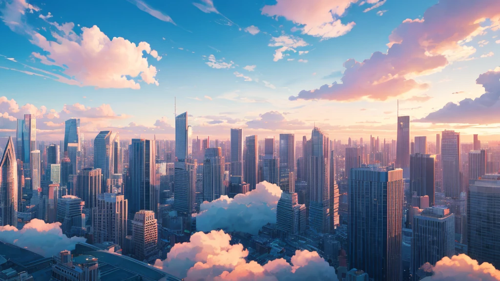 Aesthetic background, clouds, sky, city, 4k, Hight quality