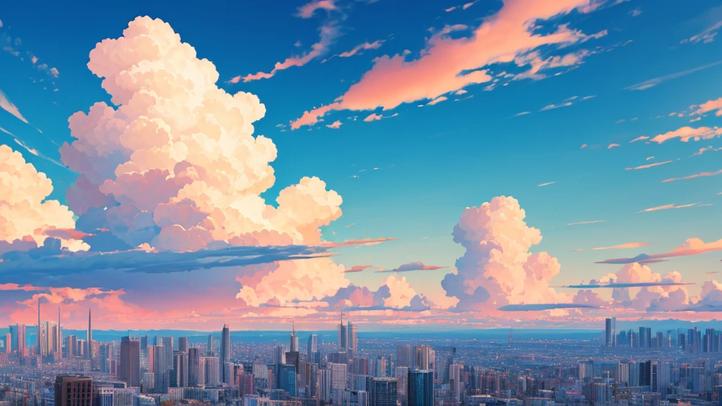 Aesthetic background, clouds, sky, city, 4k, Hight quality
