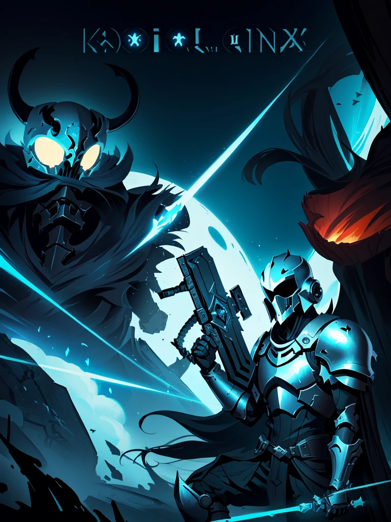 helldiver, video game fanart, destiny fanart, dnd fantsay art, hollow knight style, chrome and viscera and bone, game art!!, wallpaper!, league of legends style art, darksiders style, character mashup, random characters, high quality fanart, 2d game fanart, game dev art, badass composition, game characters