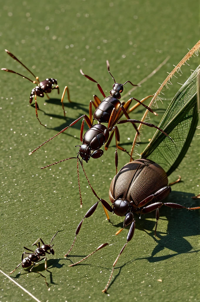 Grasshopper king fighting ant king