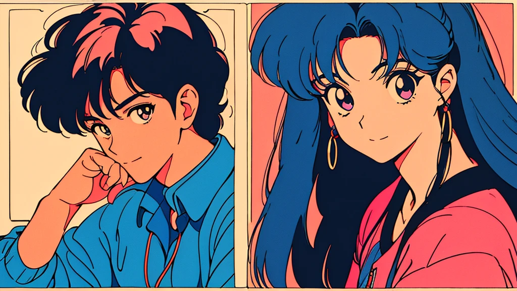 Close-up of a man, 80年代のanimeの雰囲気, 80年代animeスタイル, Retroanimeの男性, 1980's anime style, Retroanime画像, animeの雰囲気, Playing games, Smoking、4k、Wearing headphones、80's, Retro, City Pop Poster:1.5), (Album cover), (masterpiece, Highest quality), (anime, figure), Best Photo Poses, Dynamic Angle, Cowboy Shot, alone, smile, A perfect eye for detail, Delicate face, American casual、jazz、Vintage、tobacco、speaker、Saxophone、rain、Cool Guy、Knight、City Boy、Retro