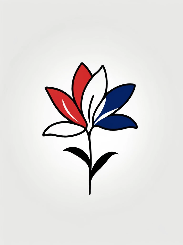 The logo of an apparel brand that imagines the stylish streets of France
"With ""Lily Flower,"" a flower symbolizing France
Flower petals are the French flag
Pretty cool
Modern Design


The background is white