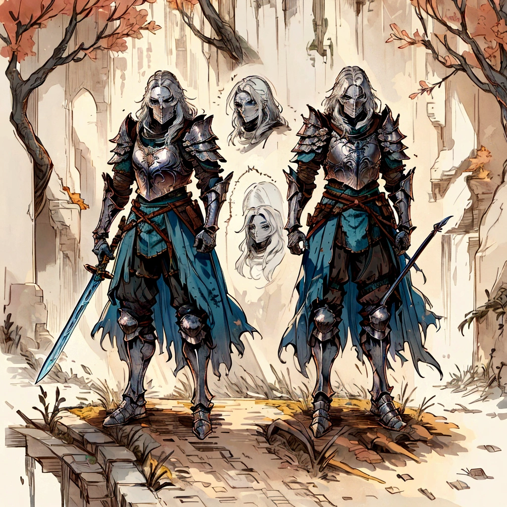 two soldiers in armor with swords and a bow, medieval concept art, high fantasy concept art, for honor character concept art, expert high detail concept art, high detail concept art, the witcher concept art, knights armor, concept art of a warrior, high quality concept art, official concept art, rpg character concept art, rpg concept art character, high quality character design