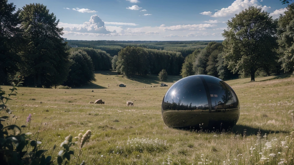 (absurdres, highres, ultra detailed), masterpiece, logo bye-bye, sky, astronaut, meteor, high speed, forest, meadow, cloud