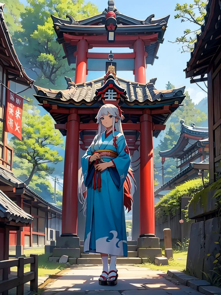18-year-old female、Bird world、Shrine maiden's attire、null、Bird wings、Shoot a gorgeous bow、Beauty、An innocent smile