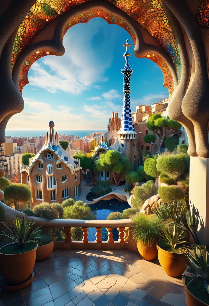 Beautiful landscape in the style of Gaudi, 8k, trending on artstation, award winning, photo of the year