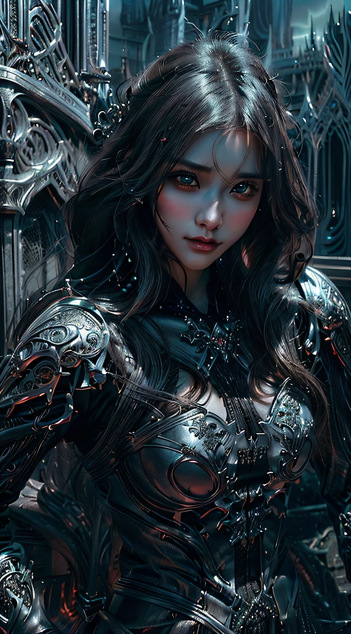 beautiful woman wielding big greatsword, fantasy warrior, intricate armor, detailed facial features, piercing eyes, luscious lips, flowing hair, graceful pose, dramatic lighting, cinematic composition, epic scale, highly detailed, photorealistic, 8K, hyper realistic, masterpiece, cinematic, dramatic, fantasy art