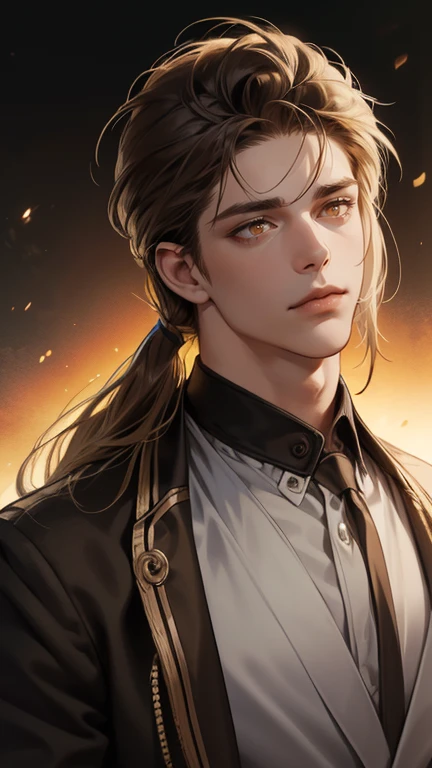 masterpiece, best quality, realistic, 1man, mature male, quiet and charming young man, 25 years old, close his eyes, serious look, extremely detailed face, ((yellow bright eyes)), ((dark black mullet messy hair)), bodyguard, ((Dressed in a suit), cinematic lighting, looking at the audience, posture dynamics, Victorian era, (very dark brown skin), ((very dark brown skin), (very dark brown skin)