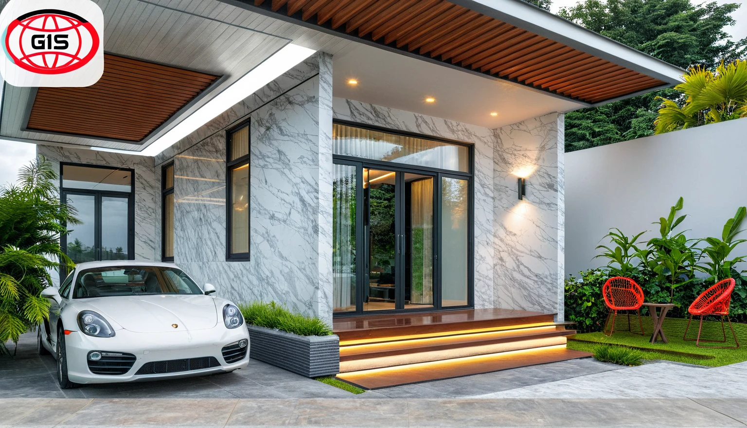 Masterpiece, high quality, best quality, authentic, super detail, outdoors, onestoreyvillaXL, aiaigroup, house style modern on the street, ((luxury villa)), stairs, white wall ,road,pavement, grass, trees, sky, cloud, (daylight:1.1),
