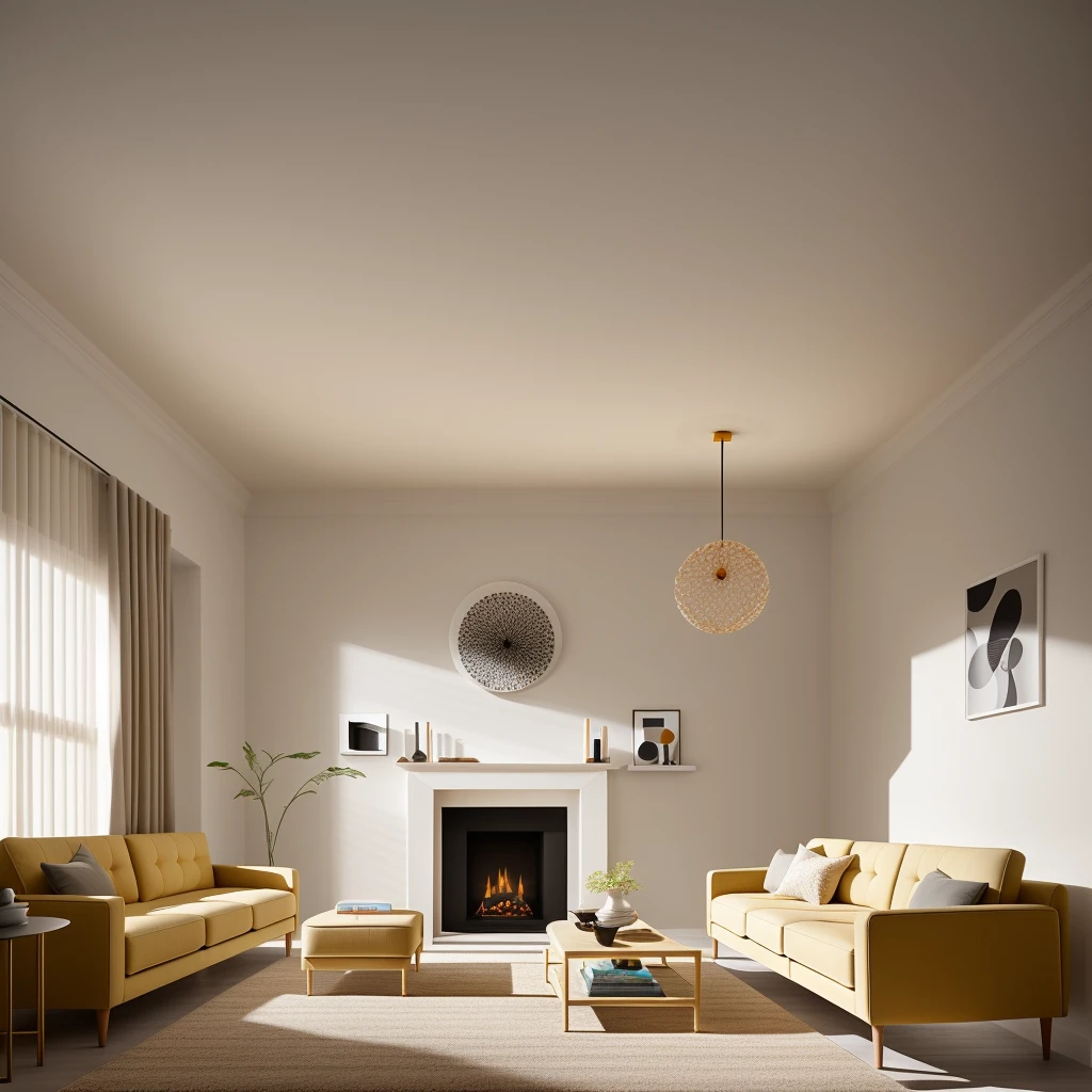 In a modern living room designed by renowned architects, the sleek lines and minimalist aesthetics come to life in a digital illustration reminiscent of M.C. Escher's mind-bending art. The room's intricate geometry, furniture placement, and interplay of light and shadow create an illusion of endless space and complexity. The color temperature leans towards cool tones, enhancing the sense of contemporary elegance. Faces of imaginary occupants reveal a mix of awe and contemplation, perfectly complementing the surreal atmosphere. The lighting is soft, casting subtle gradients across the surfaces, contributing to the dreamlike ambiance