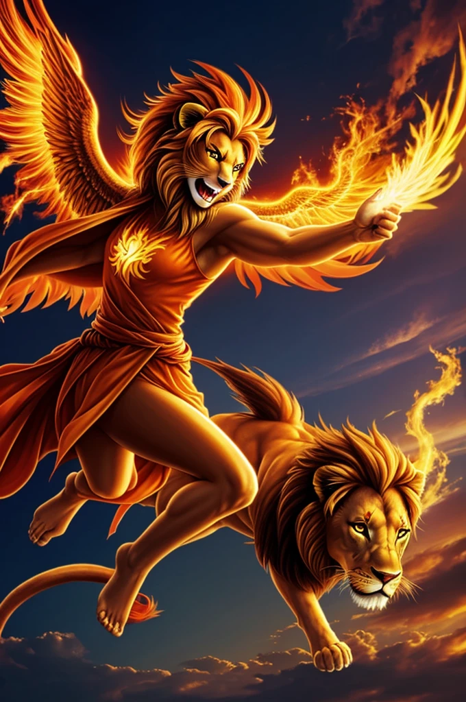 The fusion of a phoenix and a lion