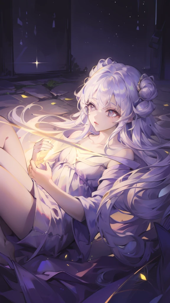 (8K, Top quality, masterpiece: 1.2), (Practical, photoPractical: 1.37), Super Detail, A girl,Firefly Garden, Many faint little lights and fireflies flew around, night