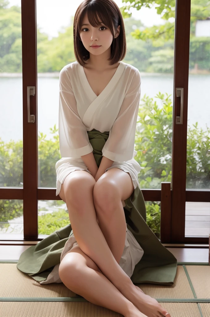 Japanese、cute、high resolution、Background white、Sitting facing forward