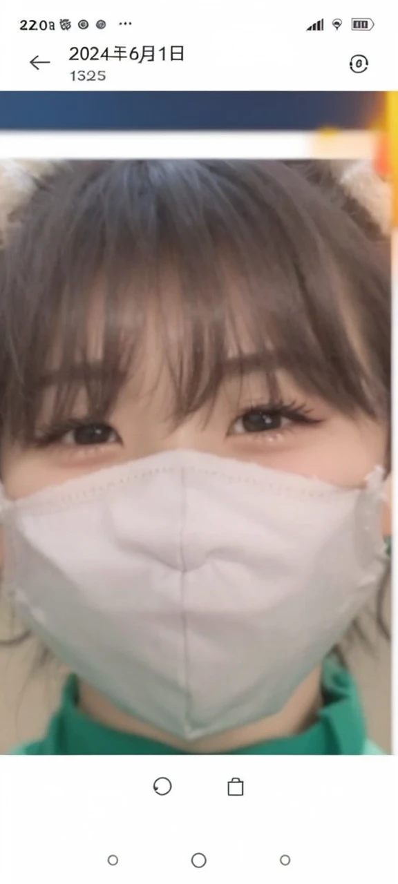 Alafed woman in face mask and plaid shirt, wearing a mask, wearing a facemask, chiho, wearing wheat yellow gauze, shikamimi, face mask, Shiori Teshirogi, 奈良美智, Wearing a mask, by Ayami Kojima, Mask