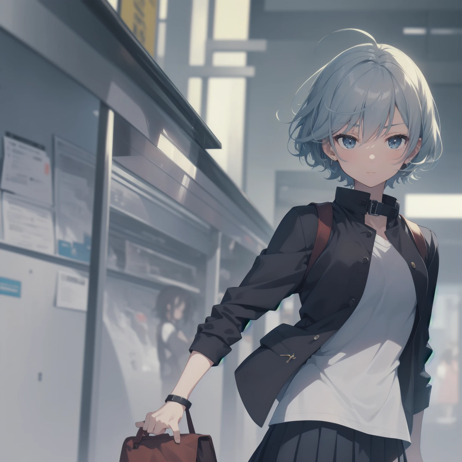 ultra-absurdres-Top quality by artist God, ultra-detailed, high resolution, anime moe artstyle, best anime 8k konachan wallpaper, pixiv contest winner, pool:2810, perfect anatomy,break, 1girl, (Please draw a girl walking sleepily to school alone. )break,(Solo,little female, 13-year-old:1.3),Full limbs, complete fingers,a junior high school student, (very short hair), short cut, flat chest, , small butt, small black eyes, beautiful detailed eyes, well-proportioned iris and pupils, expressive eyes, highres detailed hair, soft expression, salor school_uniform, sailor collar, serahuku, bow, pleated skirt,(Detailed Lighting), (Detailed background), in the School commute route. break,super detailed skin, Best cinematic lighting powered by famous artist, 8k,beauty illustration,photoshop_(medium),very aesthetic,break,((artist:sumiyao_(amam) )), artist:clamp ,artist:carnelian ,artist:kantoku ,