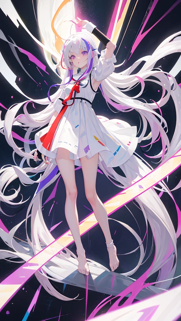 masterpiece, best quality, 1girl, dress,white hair,multicolored hair, <lora:Bao-000012:0.8>,looking at viewer, pantyhose