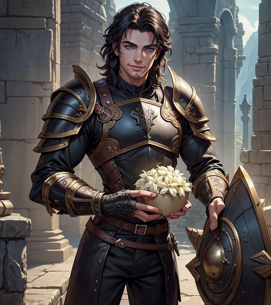 (((Solo character image.))) (((Generate a single character image.)))Looks like a cute male mercenary for Dungeons & Dragons.  Looks like a very cute male warrior in a medieval fantasy setting.  (((Looks like cute male model Lucky Blue Smith.))) Looks like a Lothario in a medieval fantasy setting.  Looks like a sexy and mischievous male adventurer for Dungeons & Dragons.  Looks like a very sexy hot, cute guy in a medieval fantasy setting.  Looks like a Dungeons & Dragons adventurer, (((exotic, sexy hair style))), (((very cute guy))), (((very cute smile))), (((leather armor))), (((black clothing))), cute, (((very kissable lips))), adventurer, pretty eyes, (((sexy eyes))), athletic build, (((excellent physique))), sexy, confident, (((gorgeous face))), gorgeous body, sexy eyes, detailed and intricate, fantasy setting, game of thrones, fantasy art, dungeons & dragons, pathfinder, warcraft, skyrim, fantasy adventurer, fantasy NPC, (((attractive male in his mid 20's))), Art style by Amanda Conner, Dragons character portrait, intricate details, ultra detailed,  ultra detailed clothes, epic masterpiece, ultra detailed, intricate details, hyperdetailed hands trending on Artstation, digital art, unreal engine, 8k, ultra HD, centered image
 best quality:1.0,hyperealistic:1.0,photorealistic:1.0,madly detailed CG unity 8k wallpaper:1.0,masterpiece:1.3,madly detailed photo:1.2, hyper-realistic lifelike texture:1.4, picture-perfect:1.0,8k, HQ,best quality:1.0
 best quality:1.0,hyperealistic:1.0,photorealistic:1.0,madly detailed CG unity 8k wallpaper:1.0,masterpiece:1.3,madly detailed photo:1.2, hyper-realistic lifelike texture:1.4, picture-perfect:1.0,8k, HQ,best quality:1.0